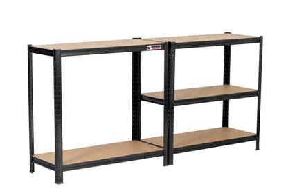 180 x 90 x 45cm | Black | 5 Tier Boltless Heavy Duty Garage Shelving Unit | 200kg Per Shelf |  1000kg Load Weight Per Unit
