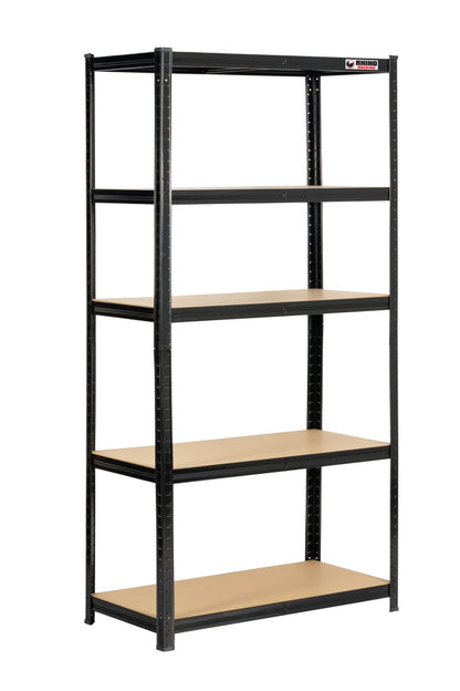 180 x 90 x 45cm | Black | 5 Tier Boltless Heavy Duty Garage Shelving Unit | 200kg Per Shelf |  1000kg Load Weight Per Unit
