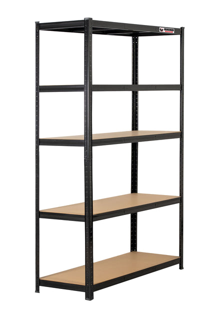 180 x 120 x 45cm | Black | 5 Tier Boltless Heavy Duty Garage Shelving Unit |  200kg Per Shelf | 1000kg Load Weight Per Unit