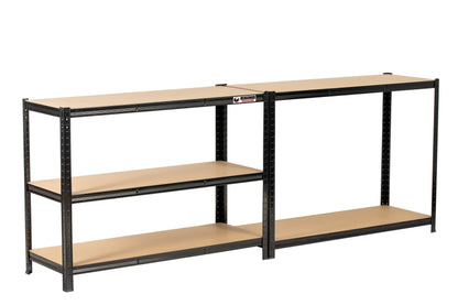 180 x 120 x 45cm | Black | 5 Tier Boltless Heavy Duty Garage Shelving Unit |  200kg Per Shelf | 1000kg Load Weight Per Unit