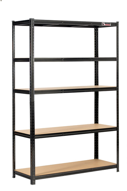 180 x 120 x 45cm | Black | 5 Tier Boltless Heavy Duty Garage Shelving Unit |  200kg Per Shelf | 1000kg Load Weight Per Unit