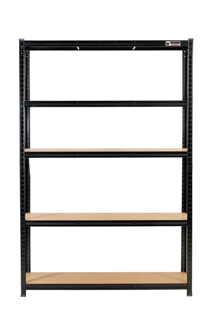 180 x 120 x 45cm | Black | 5 Tier Boltless Heavy Duty Garage Shelving Unit |  200kg Per Shelf | 1000kg Load Weight Per Unit