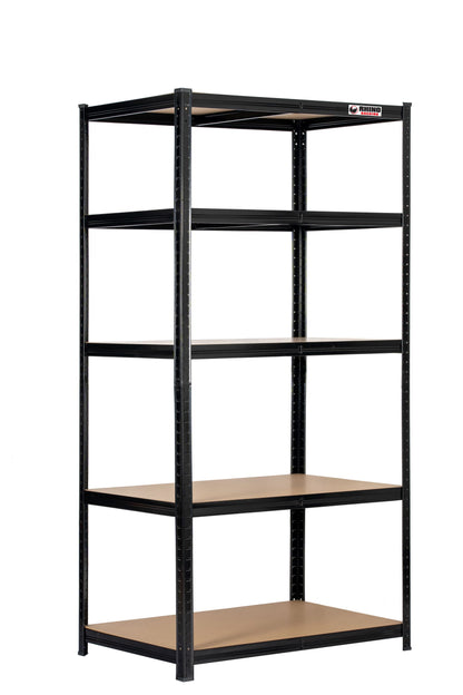 180 x 90 x 60cm | Black | 5 Tier Boltless Heavy Duty Garage Shelving Unit | 200kg Per Shelf | 1000kg Load Weight Per Unit