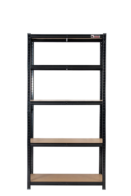 180 x 90 x 60cm | Black | 5 Tier Boltless Heavy Duty Garage Shelving Unit | 200kg Per Shelf | 1000kg Load Weight Per Unit