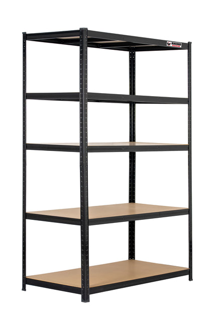 180 x 120 x 60cm | Black | 5 Tier Boltless Heavy Duty Garage Shelving Unit | 200kg Per Shelf | 1000kg Load Weight Per Unit