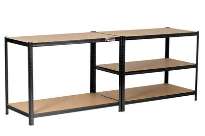 180 x 120 x 60cm | Black | 5 Tier Boltless Heavy Duty Garage Shelving Unit | 200kg Per Shelf | 1000kg Load Weight Per Unit