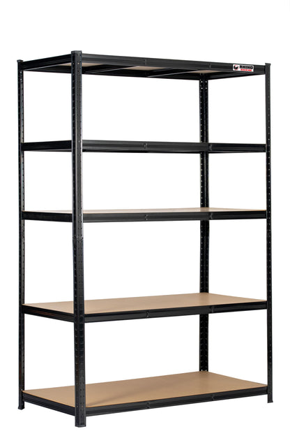180 x 120 x 60cm | Black | 5 Tier Boltless Heavy Duty Garage Shelving Unit | 200kg Per Shelf | 1000kg Load Weight Per Unit