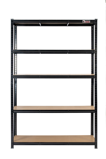180 x 120 x 60cm | Black | 5 Tier Boltless Heavy Duty Garage Shelving Unit | 200kg Per Shelf | 1000kg Load Weight Per Unit