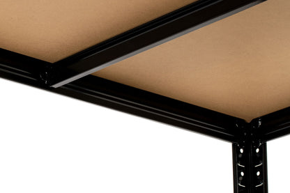 180 x 90 x 60cm | Black | 5 Tier Boltless Heavy Duty Garage Shelving Unit | 200kg Per Shelf | 1000kg Load Weight Per Unit