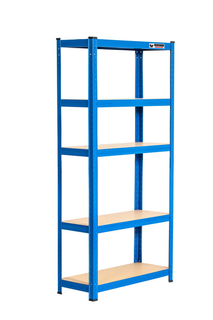 150 x 75 x 30cm | Blue | 5 Tier Boltless Heavy Duty Garage Shelving Unit | 200kg Per Shelf | 1000kg Load Weight Per Unit