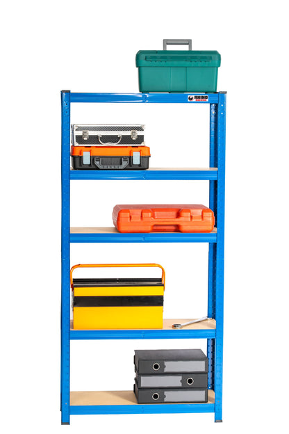 150 x 75 x 30cm | Blue | 5 Tier Boltless Heavy Duty Garage Shelving Unit | 200kg Per Shelf | 1000kg Load Weight Per Unit