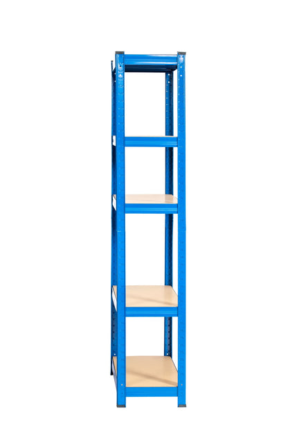 150 x 75 x 30cm | Blue | 5 Tier Boltless Heavy Duty Garage Shelving Unit | 200kg Per Shelf | 1000kg Load Weight Per Unit