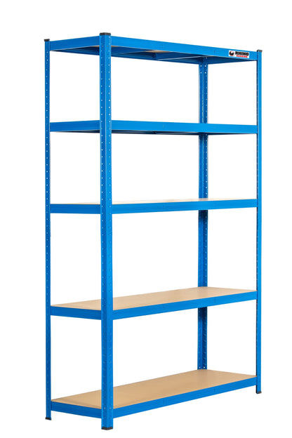 180 x 120 x 40cm | Blue | 5 Tier Boltless Heavy Duty Garage Shelving Unit | 200kg Per Shelf | 1000kg Load Weight Per Unit