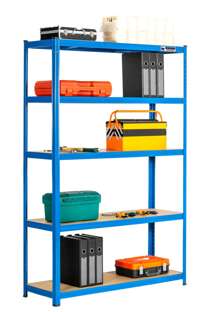 180 x 120 x 40cm | Blue | 5 Tier Boltless Heavy Duty Garage Shelving Unit | 200kg Per Shelf | 1000kg Load Weight Per Unit