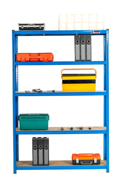 180 x 120 x 40cm | Blue | 5 Tier Boltless Heavy Duty Garage Shelving Unit | 200kg Per Shelf | 1000kg Load Weight Per Unit