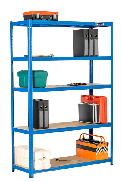 180 x 120 x 45cm | Blue | 5 Tier Boltless Heavy Duty Garage Shelving Unit | 200kg Per Shelf | 1000kg Load Weight Per Unit
