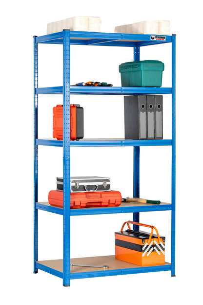 180 x 90 x 60cm | Blue | 5 Tier Boltless Heavy Duty Garage Shelving Unit | 200kg Per Shelf | 1000kg Load Weight Per Unit