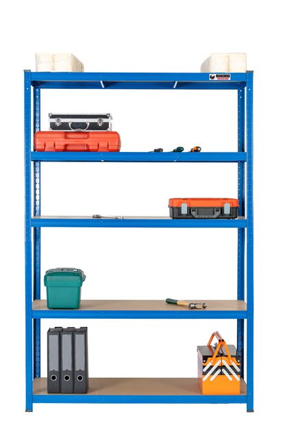 180 x 120 x 60cm | Blue | 5 Tier Boltless Heavy Duty Garage Shelving Unit | 200kg Per Shelf | 1000kg Load Weight Per Unit