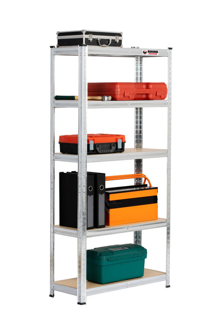150 x 75 x 30cm | Galvanised | 5 Tier Boltless Heavy Duty Garage Shelving Unit | 200kg Per Shelf | 1000kg Load Weight Per Unit