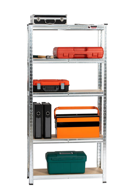 150 x 75 x 30cm | Galvanised | 5 Tier Boltless Heavy Duty Garage Shelving Unit | 200kg Per Shelf | 1000kg Load Weight Per Unit