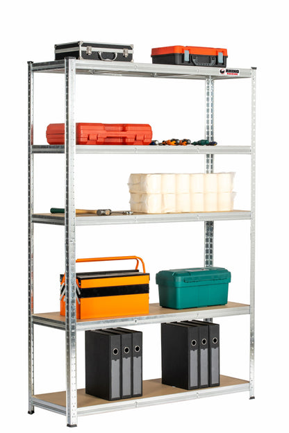 180 x 120 x 40cm | Galvanised | 5 Tier Boltless Heavy Duty Garage Shelving Unit | 200kg Per Shelf | 1000kg Load Weight Per Unit