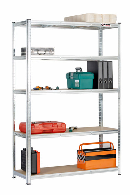 180 x 120 x 45cm | Galvanised | 5 Tier Boltless Heavy Duty Garage Shelving Unit | 200kg Per Shelf | 1000kg Load Weight Per Unit