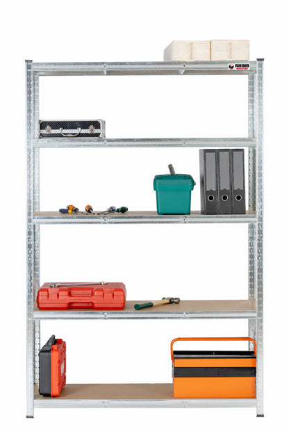 180 x 120 x 45cm | Galvanised | 5 Tier Boltless Heavy Duty Garage Shelving Unit | 200kg Per Shelf | 1000kg Load Weight Per Unit