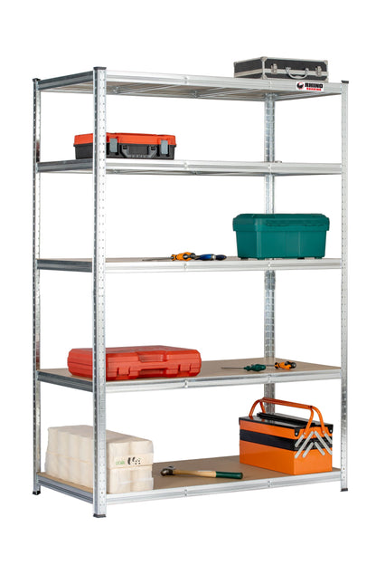180 x 120 x 60cm | 5 Tier Boltless Heavy Duty Garage Shelving Unit | Galvanised | 200kg Per Shelf | 1000kg Load Weight Per Unit